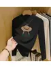 Diseño de espina de pez, camiseta de manga larga con cuello alto a medio y terciopelo alemán, moda para mujer, capa interior versátil, top de otoño