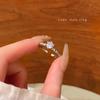 Anillo Coreano de Lujo Ligero de Alta Gama con Zircón y Perla para Mujer, Diseño Nicho Vintage, Anillo para Nudillo con Lazo, Joyería para Mano Abierta