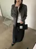 Suéter/prenda de abrigo de lana con capucha, cremallera, estilo coreano, simple, a rayas, para otoño/invierno, corte holgado, adelgazante, manga larga
