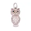 N31 Accesorios DIY mitad plata 925 microincrustación mini circonita de color caniche búho ardilla