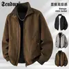 Nueva chaqueta de cuero estilo béisbol, material PU, otoño/invierno, retro americano, moderna, casual, corte holgado, versátil, cuello alto, abrigo de cuero para hombre