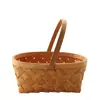 Estilo japonês Armazenamento de cesta de madeira tecida à mão Colheita Cesta de frutas Cesta de piquenique Cesta de vegetais portátil Cesta de ovos tecida