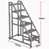 Escalera de Mano Industrial, Escalera Móvil Engrosada con Ruedas, Peldaños de Escalera para Hogar, Almacén, Taller Exterior, Plataforma de Tres Peldaños