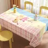 Toalha de Mesa Desenho Animado, Sem Lavagem, Impermeável, À Prova de Óleo, Resistente ao Calor, Estilo Dopamina Creme, Toalha de Mesa Retangular, Protetor de Mesa, Chá