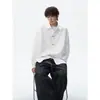 Nova Camisa Masculina Manga Longa com Fecho de Metal Estilo Chinês Tamanho Grande Casual Tendência Jacquard Casual