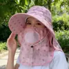 Nuevo sombrero agrícola de protección solar para recoger té en verano para mujeres, máscara que cubre la cara, sombrero de sol con protección UV para mujeres que montan y trabajan