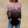 2023 Europeu e Americano Amazon outono e inverno Novo suéter de camiseta de manga comprida estampada feminina casual gola redonda