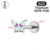 Aleación de Titanio G23 Mariposa Labio Uña Interna Diente Oreja Hueso Uña Simple Accesible Lujo Varilla Roscada Uña de Cóclea Arete para Oreja de Niña Perforación