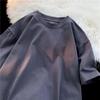Camiseta masculina de algodão 280g 2023, nova, tamanho grande, solta, cor sólida, versão leve, manga curta, camiseta esportiva masculina, camiseta de algodão masculina