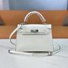 2026 Nuevo Modelo Bolso Mini de Cuero Genuino para Mujer Caja Bolso de Mano Bolso de Hombro Estilo Kelly Charol Brillante