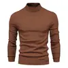 Suéter Gola Alta Liso Masculino Outono/Inverno 2025 Tricô Masculino Camisa Base Verde Militar