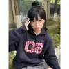 Moletom Moletom Manga Longa Estilo Japonês Solto Esportivo Casual Elegante Moletom Feminino Feminino Estampado Fino