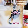 Chaveiro criativo e legal Sanrio para moto, chaveiro de carro coolomi, pingente para mochila, casal de motociclistas de desenho animado, pequeno presente
