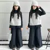 Conjunto casual de três peças estilo coreano para meninas: calça xadrez de perna larga, colete de tricô e conjunto para crianças mais velhas, roupa de outono moderna e legal