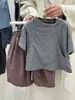 Conjunto de Dos Piezas de Camiseta y Pantalones para Niños, Atuendo de Verano para Niños 2026 Estilo Nuevo, Conjunto Fresco y Elegante, Shorts Finos de Manga Corta para Bebé