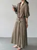 Conjunto de blusa de manga corta estilo francés + falda Jiangzuo, atuendo de dos piezas casual de verano para mujer con diseño entallado a la cintura 6552