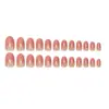Nuevas Uñas Postizas Portátiles Transfronterizas con Color Degradado, Uñas Postizas Cortas con Forma de Almendra Dulces y Lindas, Uñas Postizas Portátiles Estilo Francés de Deseo Puro