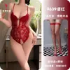 Pensamientos Nocturnos Lencería Sexy Calada Transparente Encaje Bodysuit de Apertura en la Entrepierna Sin Quitarse Uniforme de Tirantes 9609