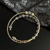 Pulseira de Pedra da Lua cinza de camada dupla estilo coreano elegante e moderna pulseira multicamadas pedra natural cristal presente para namoradas pulseira