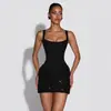 Vestido de Encaje con Cordones Transfronterizo Europeo y Americano, Vestido Europeo y Americano Ajustado para Fiestas, Nuevo Vestido de Tirantes con Lentejuelas de Primavera y Verano