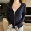 K1219 Cárdigan con Capucha Premium para Mujer para Primavera, Otoño e Invierno, Corte Ajustado, Adelgazante, Acrílico, Cremallera, Manga Larga, Prenda Base