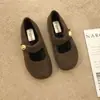 Zapatos de Lana Grises Estilo Birkenstock con Altura Añadida, Zapatos de Algodón Mary Jane Peludos para Mujer, Nuevos Mocasines Otoño e Invierno 2026