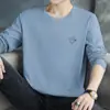 Camiseta de Manga Larga de Algodón Puro para Hombre, Nuevo Estilo 2026, Cuello Redondo, Camiseta Base, Ropa Interior de Moda, Top de Otoño 100% Algodón
