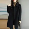 Abrigo de lana para mujer 2024 otoño e invierno nuevo marrón grueso coreano ajustado ajustado largo abrigo de lana