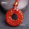 Colgante de Ágata Blanco Hielo Natural con Hebilla de Seguridad Doble Pixiu para Hombres y Mujeres Colgante de Pixiu de la Fortuna de Calcedonia Blanca Jade
