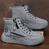 Sapatos masculinos de fronteira, nova tendência da moda de inverno, botas de pai forradas com lã, botas Martin, forradas com lã, quentes, botas de neve de cano alto
