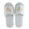 Pantuflas desechables para novias y damas de honor con letras en inglés, lentejuelas doradas, diseño de punta abierta, disponibles para venta al por mayor en Amazon
