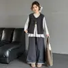 Jaqueta Colete Tricotado Camada Simples Estilo Casual para Meninas Nova Coleção Primavera e Outono 2026 Conjunto Versátil Amplo de Calças Longas