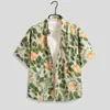 Camisa Floral Retro de Manga Corta Estilo Hawaiano Chaqueta Elegante Yuppie para Hombre Antigua Camisa de Manga Corta Estampada de Verano para Playa