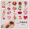 20 Piezas de Imanes Suaves Magnéticos para Refrigerador con Temática de Fresa, Pastel de Frutas Dibujos Animados de Comida, Pegatinas Magnéticas Impermeables Frescas y Lindas