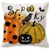 Decoración de Halloween Best-Seller Transfronteriza de Amazon Funda de Cojín de Fantasma Calabaza Funda de Almohada de Lino Cubierta de Cojín para Sofá