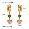 Brincos de aço de titânio de zircão embutido em forma de coração de esmeralda retrô europeu e americano transfronteiriço temperamento high-end brincos simples para mulheres atacado