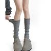 Calcetines Tobilleros de Punto Calado con Volantes Nuevos Otoño e Invierno Blancos Versátiles para Chicas Dulces Calcetines Caídos hasta Media Pantorrilla Grises