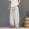 Pantalones de harén, pantalones de seda helada, estilo chino holgado de verano, pantalones deportivos rectos de rayas finas, pantalones finos nuevos de estilo chino para hombre