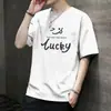 Camiseta de Manga Corta Simple Ins Moda Masculina Marca de Moda Verano Holgada Media Manga 2024 Nuevo Popular en Internet Estampado Top