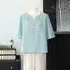Conjunto de Verano 2026 para Madres de Mediana Edad y Mayores, Blusa Elegante, Camiseta Holgada de Manga Corta para Señoras Mayores, Top de Abuela