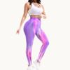 Pantalones de Yoga Seamless Melocotón con Estampado Aurora Arcoíris Transfronterizo Europeo y Americano, Cintura Alta, Ajuste de Cadera, Pantalones Deportivos para Exterior para Mujer