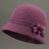 Sombrero para mujer de mediana edad y anciana otoño e invierno gorro de punto con felpa ala ancha gorro de punto para madre mayor protección contra el frío calidez sombrero de algodón