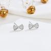 Pendientes de lazo de plata esterlina S925, elegantes pendientes de lazo a juego, accesorios avanzados para orejas y uñas de hueso para mujer.