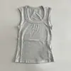 Conforto e Senso de Design Coexistem Cor Sólida Regata Elástica Sem Mangas Slim-fit Versátil Slim-fit Verão Nova Camiseta Feminina