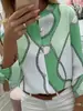 2019 Europea y Americana deseo Amazon otoño e invierno cadena Solapa estampada manga larga camisa mujer punto