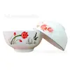 Cerámica de Shanxi Cuenco Luohan Cuenco de Pie Alto Cuenco de Boca Ancha Tienda de 2 Yuan Al por Mayor Hogar Restaurante Microondas Porcelana Azul y Blanca