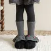 Meias Infantis com Botões de Renda de Veludo Ártico, Aquecedores de Pernas de Lã Tricotados de Cor Sólida Engrossados para o Frio Atacado