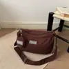 Bolsa de Lona Grande Capacidade Estilo Ins para Mulheres, Bolsa de Ombro Impermeável de Nylon Casual para Estudantes Universitários, Bolsa Transversal para Aula