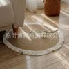 Alfombra de Borlas Estilo Europeo Cuerda de Algodón Nórdico Semana de Agarre Algodón Lino Estancia Balcón Piso Mesa de Centro Redonda Dormitorio Estilo Japonés