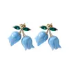 Brincos de Tulipa de Alto Padrão Estilo Coreano com Design Original, Frescos e Florais, Brincos Únicos de Estilo Pastoral para Mulheres